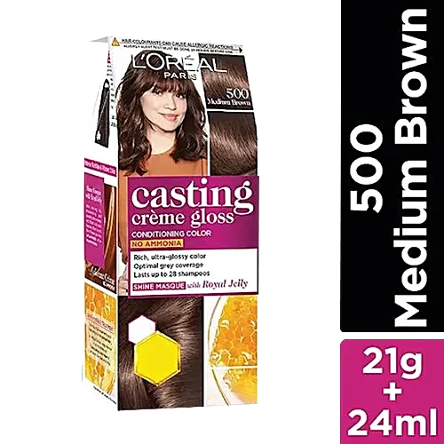 L'Oreal Paris Casting Crème Gloss - Small Pack, 45 g 500 Medium Brown