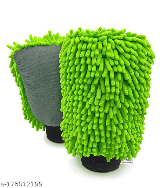 Microfiber Wash and Dust Chenille Mitt Cleaning Gloves (Pack of 2)