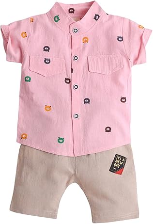 Hopscotch Boy's Cotton Solid Clothing Set