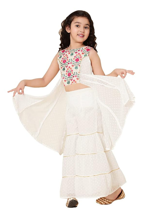 Girl's Polyester Sharara Set