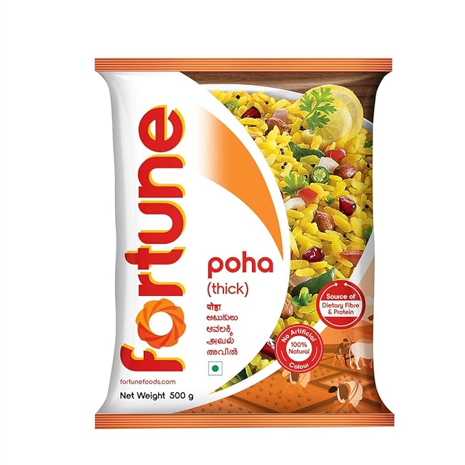 FORTUNE Thick Poha, Source of Fibre and Protein, 500grams