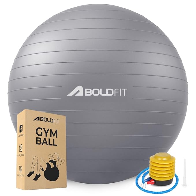 Boldfit Unisex PVC Gym Ball for Exercise & Yoga with Pump