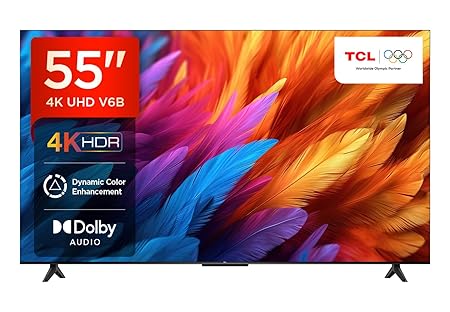 TCL 139 cm (55 inches) Metallic Bezel-Less Series 4K Ultra HD Smart LED Google TV 55V6B (Black