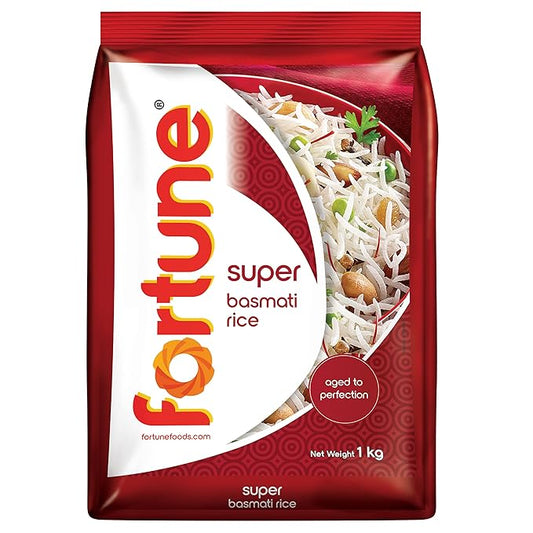 Fortune Super Basmati Rice, Raw Rice, Aged to Perfection , 1 kg