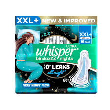 WHISPER ULTA BINDAZZ NIGHTS XXL+ 16UNITS PADS