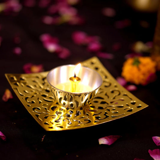 Brass Jaali Oil Lamp [Deepak]