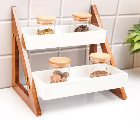 UHUD CRAFTS Multipurpose Wooden Triangluar Countertop Spice Rack |